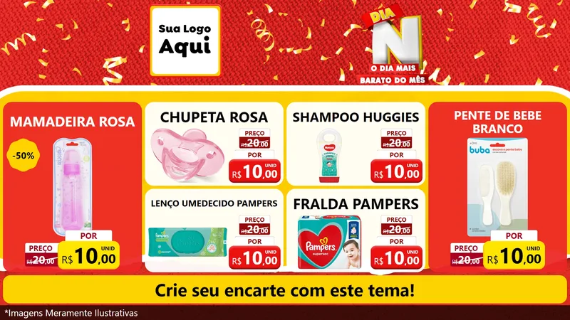 Modelo de TV para TV Horizontal com o tema Dia N o Dia Mais Barato do Mês para Bebês