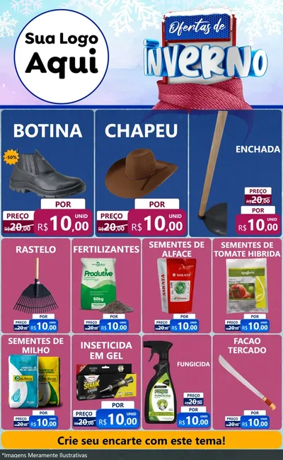 Modelo de Encarte para Encarte Grande com o tema Ofertas de Inverno para Agropecuária