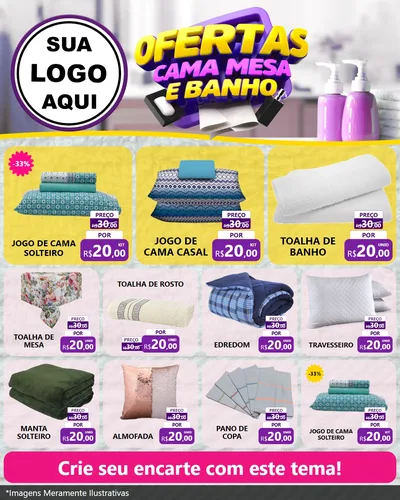 Modelo de Rede Social para Feed Instagram com o tema Ofertas Cama, Mesa e Banho para Cama, Mesa e Banho