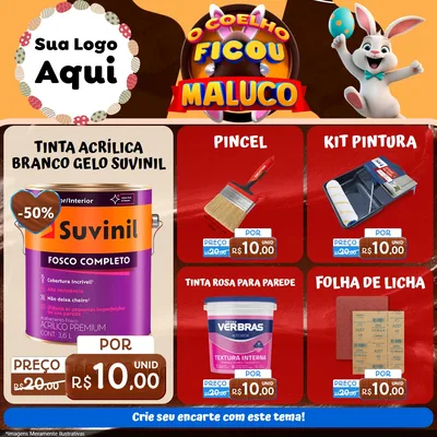 Modelo de Rede Social para Feed Facebook com o tema O Coelho Ficou Maluco - Páscoa para Tintas e Ferramentas