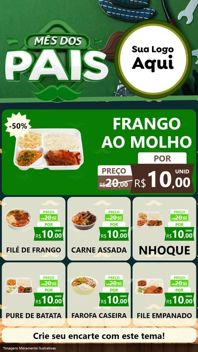 Modelo de Rede Social para Stories com o tema Mês dos Pais para Restaurante