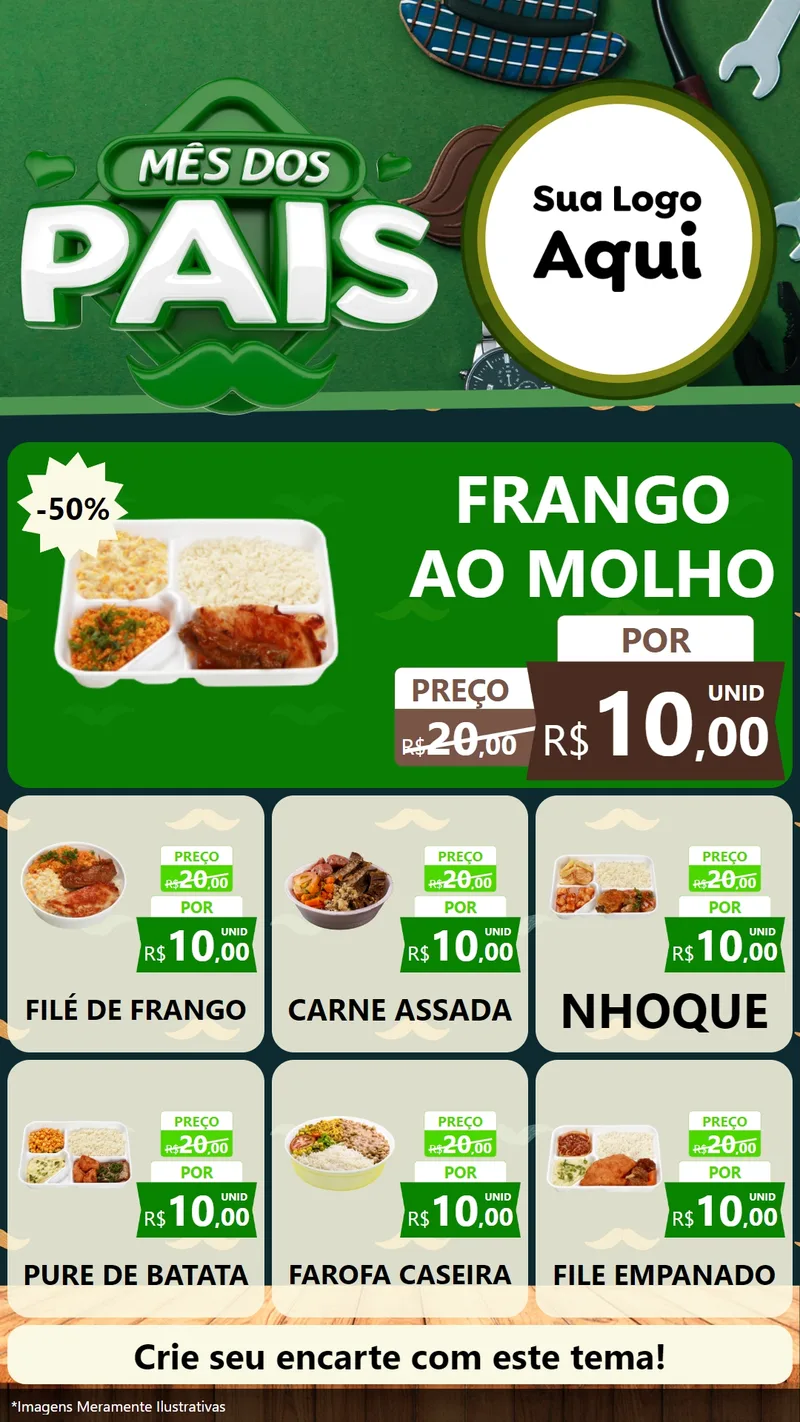 Modelo de Rede Social para Stories com o tema Mês dos Pais para Restaurante