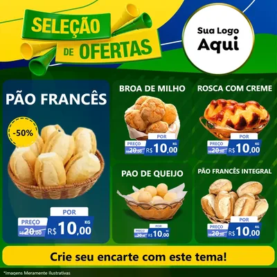 Modelo de Rede Social para Feed Facebook com o tema Seleção de Ofertas - Copa para Padaria