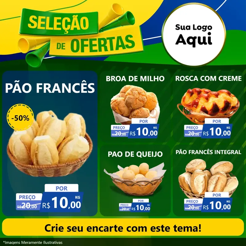 Modelo de Rede Social para Feed Facebook com o tema Seleção de Ofertas - Copa para Padaria