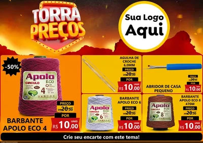 Modelo de Encarte para Encarte A4 Horizontal com o tema Torra Preços para Armarinho e Aviamentos