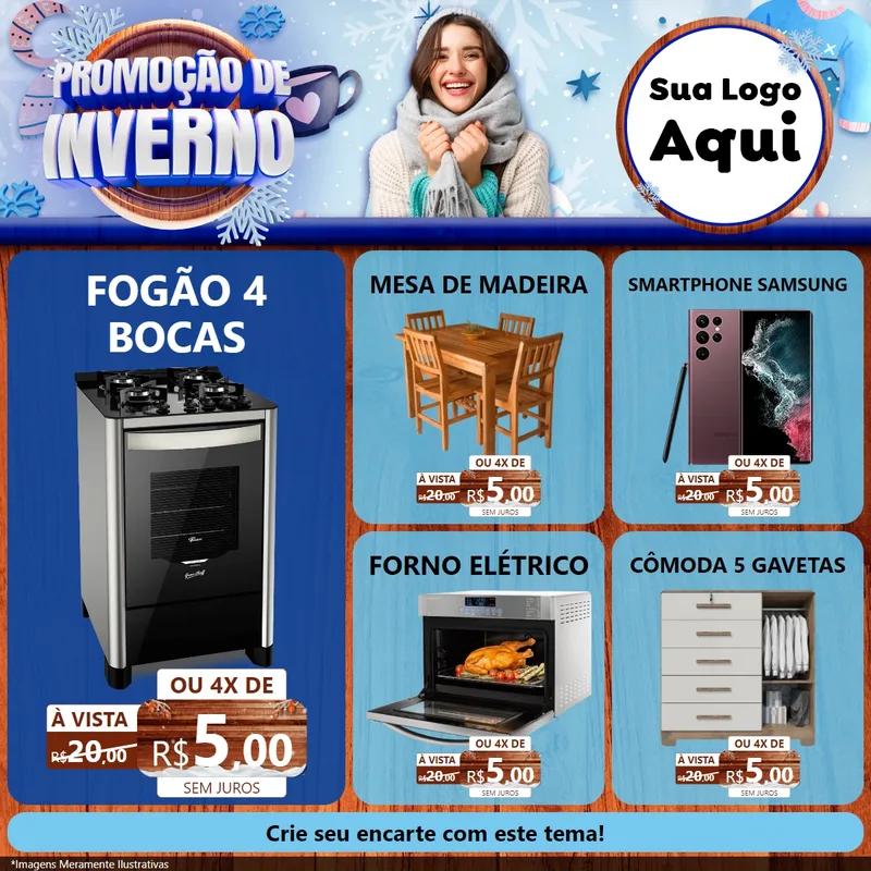 Modelo de Rede Social para Feed Facebook com o tema Promoção de Inverno para Móveis e Eletro