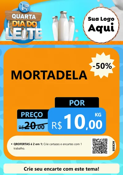 Modelo de Cartaz para Cartaz A4 Vertical com o tema Quarta Dia do Leite para Frios e Laticínios
