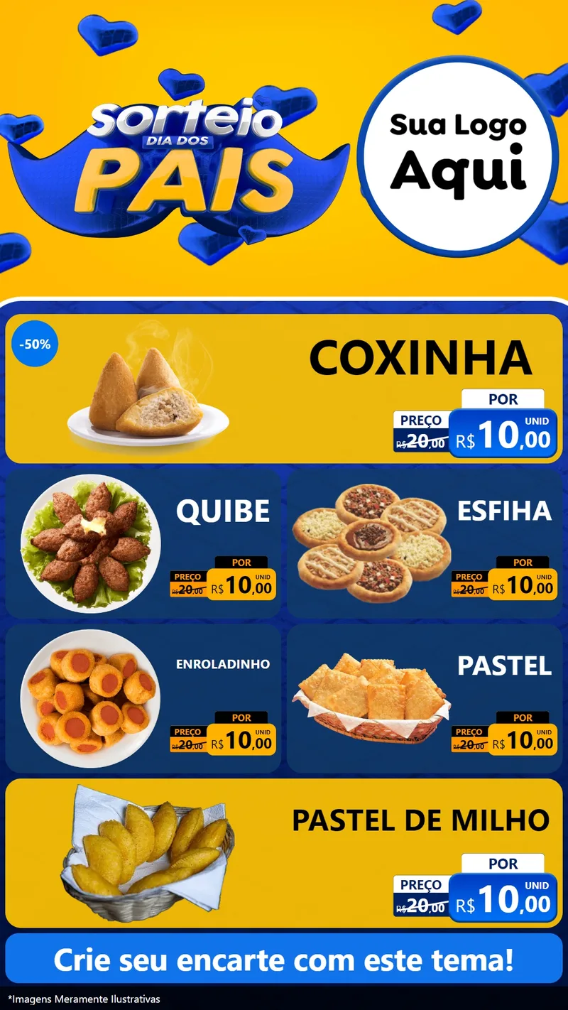 Modelo de TV para TV Vertical com o tema Sorteio Dia dos Pais para Salgadaria