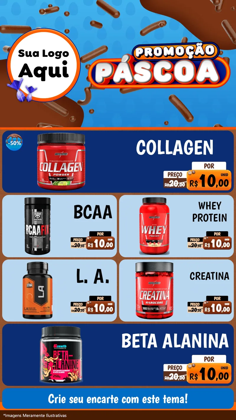 Modelo de TV para TV Vertical com o tema Promoção Páscoa para Suplementos alimentares