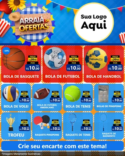 Modelo de Rede Social para Feed Instagram com o tema Arraiá de Ofertas para Artigos Esportivos