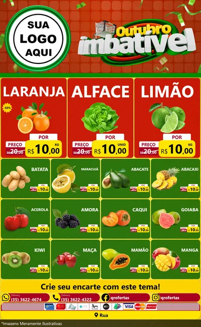 Modelo de Encarte para Encarte Grande com o tema Outubro Imbatível para Hortifrúti