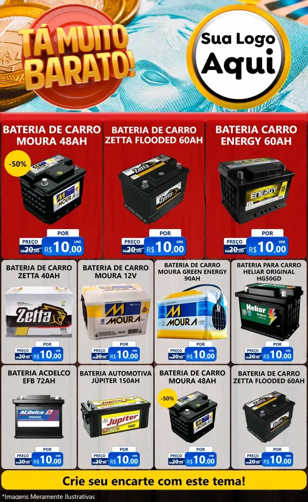 Modelo de Encarte para Encarte Grande com o tema Está Muito Barato para Baterias Elétricas