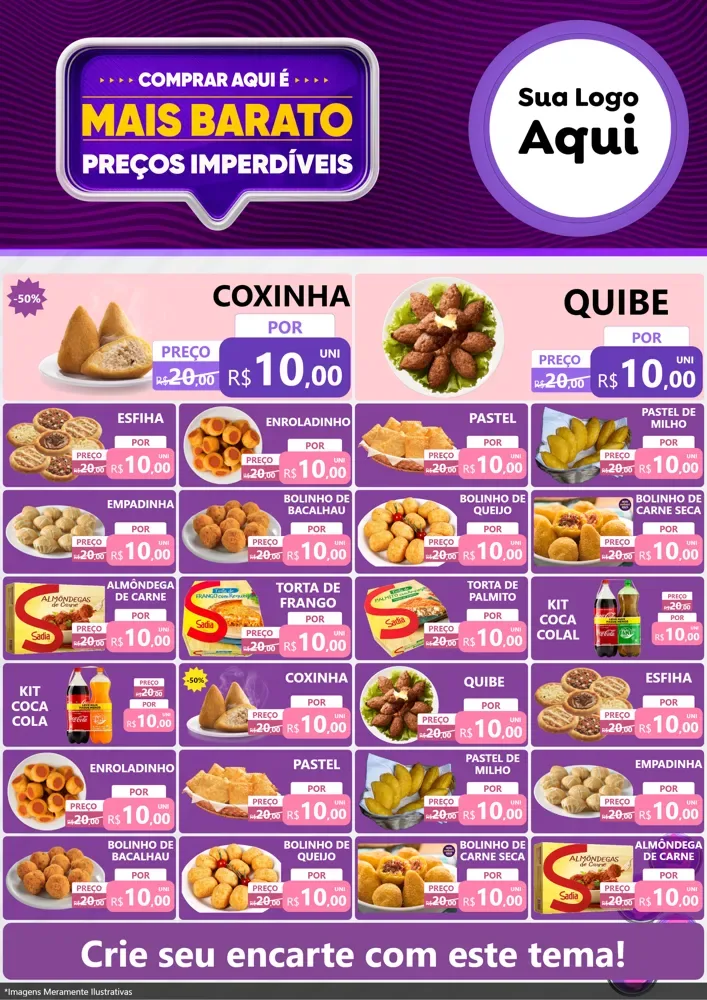 Modelo de Encarte para Encarte A4 Vertical com o tema Mais Barato para Salgadaria