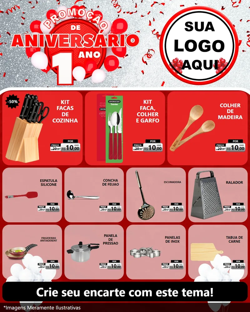 Modelo de Rede Social para Feed Instagram com o tema Promoção de Aniversário - 1 Ano para Utilidades Domésticas