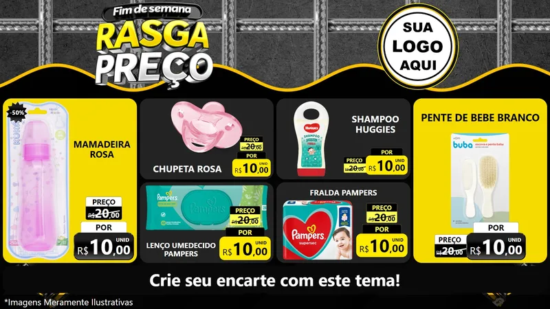 Modelo de TV para TV Horizontal com o tema Fim de Semana Rasga Preço para Bebês