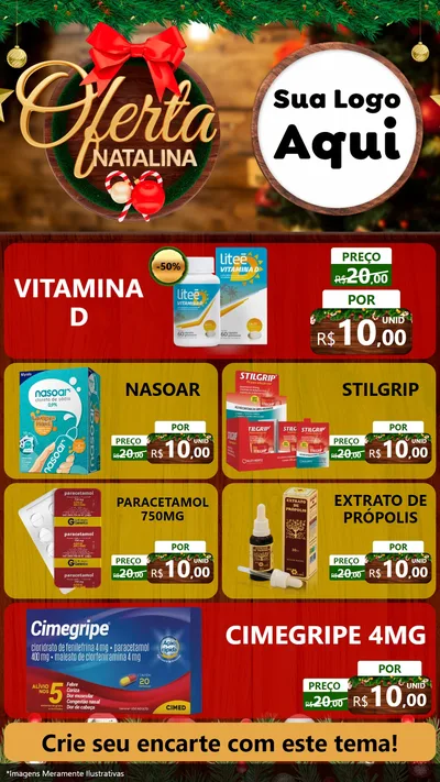 Modelo de TV para TV Vertical com o tema Ofertas Natalina para Farmácia