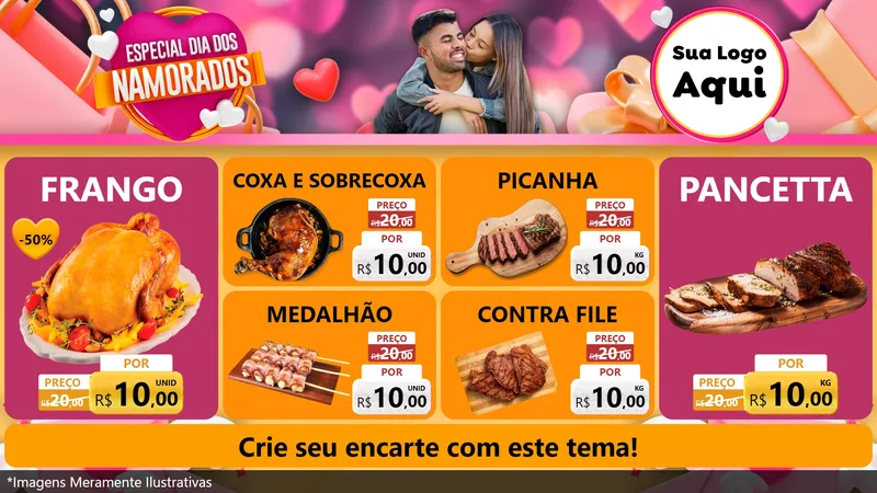 Modelo de TV para TV Horizontal com o tema Especial Dia dos Namorados para Assados