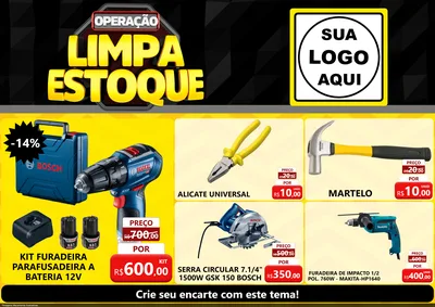 Modelo de Encarte para Encarte A4 Horizontal com o tema Operação Limpa Estoque para Maquinas e Ferramentas