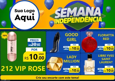 Modelo de Encarte para Encarte A4 Horizontal com o tema Semana da Independência para Perfumes