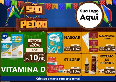 Modelo de Encarte para Encarte A4 Horizontal com o tema São Pedro para Farmácia