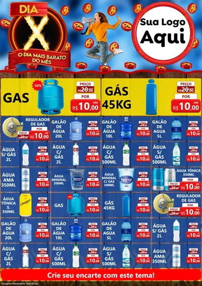Modelo de Encarte para Encarte A4 Vertical com o tema Dia X - O Dia Mais Barato Do Mês para Água e gás