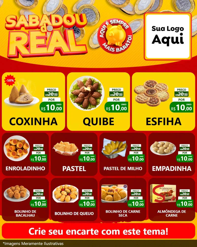 Modelo de Rede Social para Feed Instagram com o tema Sabadou do Real para Salgadaria