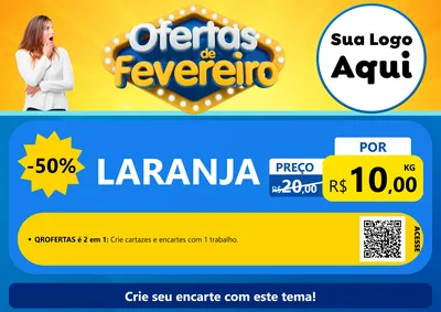 Modelo de Cartaz para Cartaz A4 Horizontal com o tema Ofertas de Fevereiro para Hortifrúti