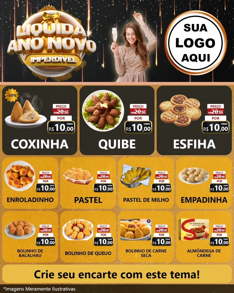 Modelo de Rede Social para Feed Instagram com o tema Liquida Ano Novo Imperdível para Salgadaria