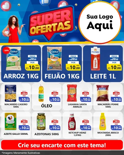 Modelo de Rede Social para Feed Instagram com o tema Super Ofertas para Supermercado