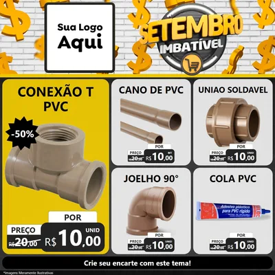 Modelo de Rede Social para Feed Facebook com o tema Setembro Imbatível para Tubos e conexões