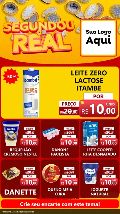 Modelo de Rede Social para Stories com o tema Segundou do Real para Frios e Laticínios
