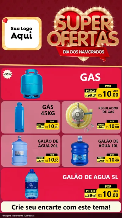 Modelo de TV para TV Vertical com o tema Dia dos Namorados para Água e gás