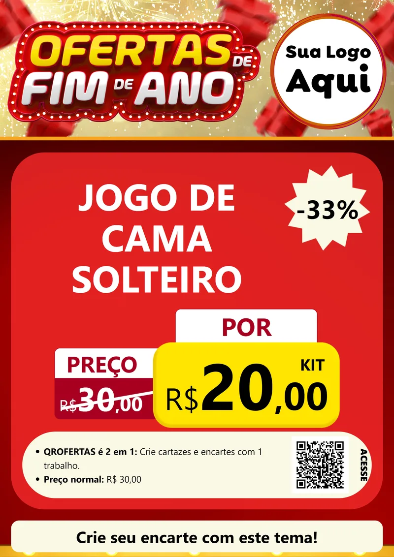 Modelo de Cartaz para Cartaz A4 Vertical com o tema Ofertas de Fim de Ano para Cama, Mesa e Banho