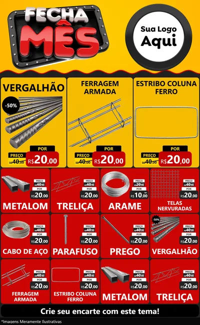 Modelo de Encarte para Encarte Grande com o tema Fecha Mês para Ferragens