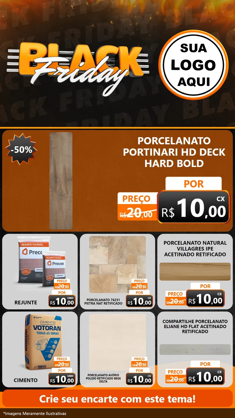 Modelo de Rede Social para Stories com o tema Black Friday para Pisos e revestimentos
