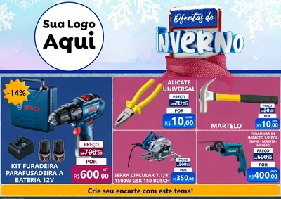Modelo de Encarte para Encarte A4 Horizontal com o tema Ofertas de Inverno para Maquinas e Ferramentas