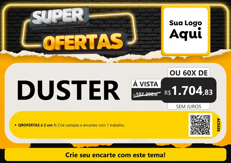 Modelo de Cartaz para Cartaz A4 Horizontal com o tema Super Ofertas para Concessionaria de Carros