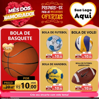 Modelo de Rede Social para Feed Facebook com o tema Mês dos Namorados para Artigos Esportivos