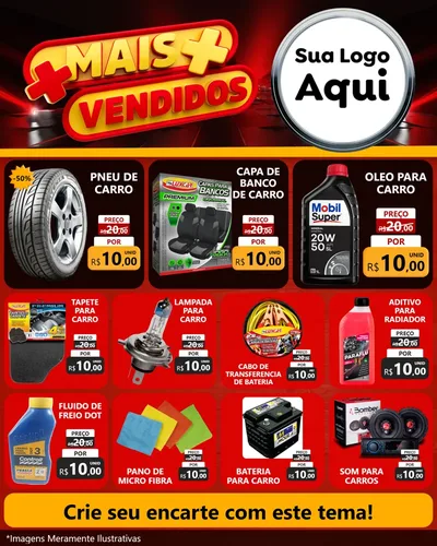Modelo de Rede Social para Feed Instagram com o tema Mais Vendidos para Auto peças