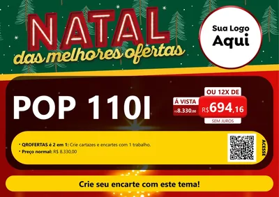 Modelo de Cartaz para Cartaz A4 Horizontal com o tema Natal das Melhores Ofertas para Concessionaria de Motos
