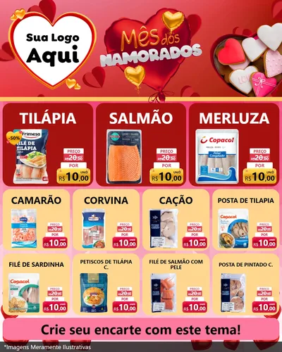Modelo de Rede Social para Feed Instagram com o tema Mês dos Namorados para Peixaria