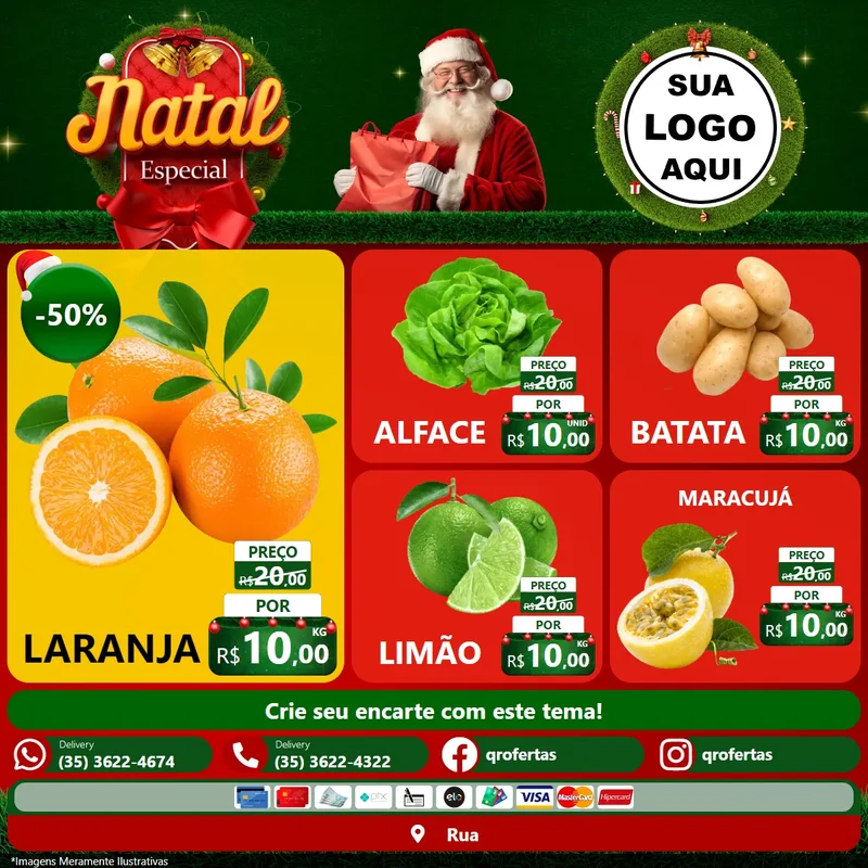 Modelo de Rede Social para Feed Facebook com o tema Natal Especial para Hortifrúti