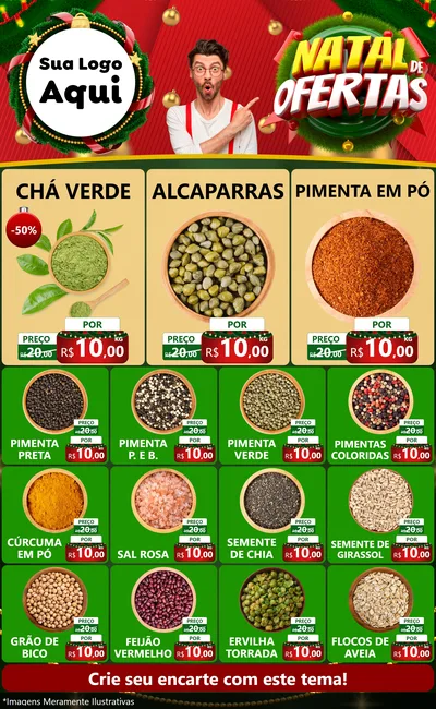 Modelo de Encarte para Encarte Grande com o tema Natal de Ofertas para Produtos Naturais