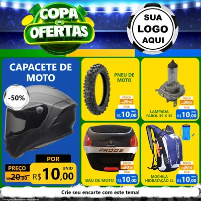 Modelo de Rede Social para Feed Facebook com o tema Copa de Ofertas para Moto peças