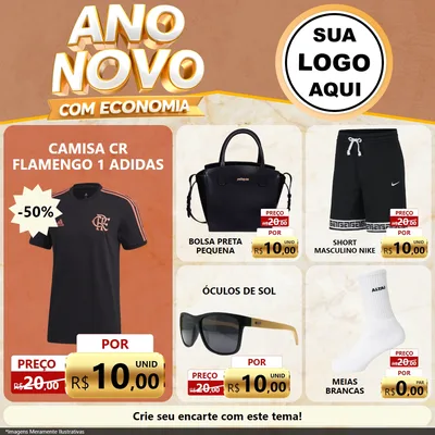 Modelo de Rede Social para Feed Facebook com o tema Ano Novo Com Economia para Roupas e acessórios