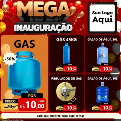 Modelo de Rede Social para Feed Facebook com o tema Mega Inauguração para Água e gás