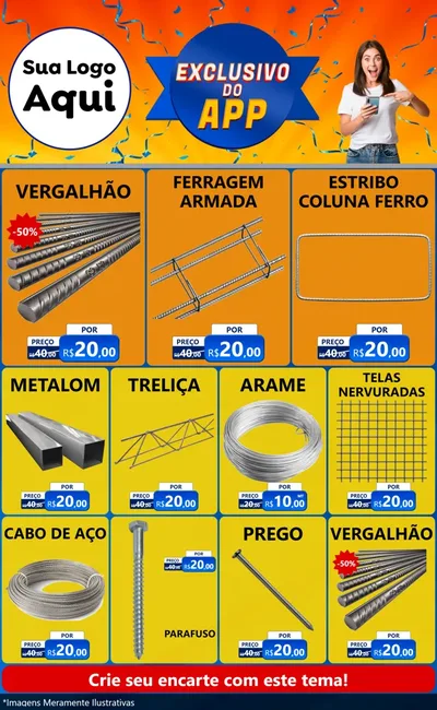 Modelo de Encarte para Encarte Grande com o tema Exclusivo do Aplicativo para Ferragens