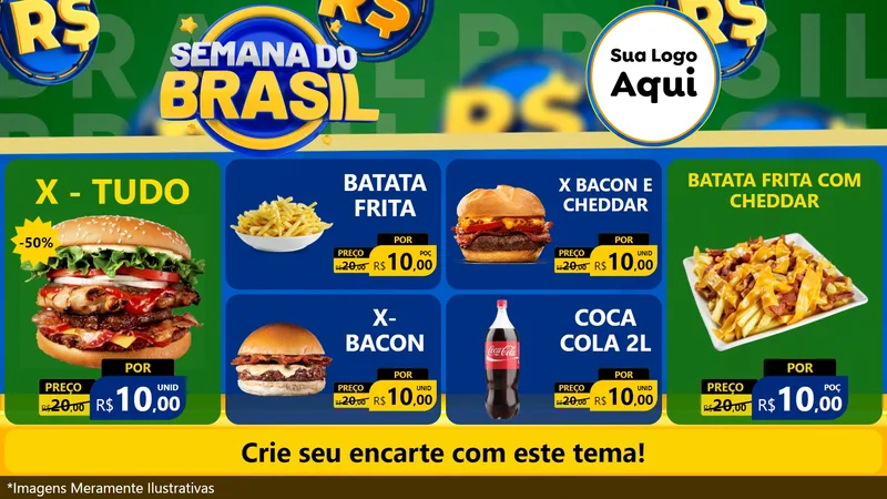 Modelo de TV para TV Horizontal com o tema Semana Do Brasil para Hamburgueria