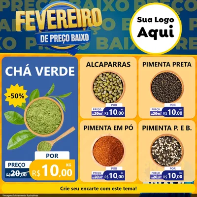 Modelo de Rede Social para Feed Facebook com o tema Fevereiro de Preço Baixo para Produtos Naturais