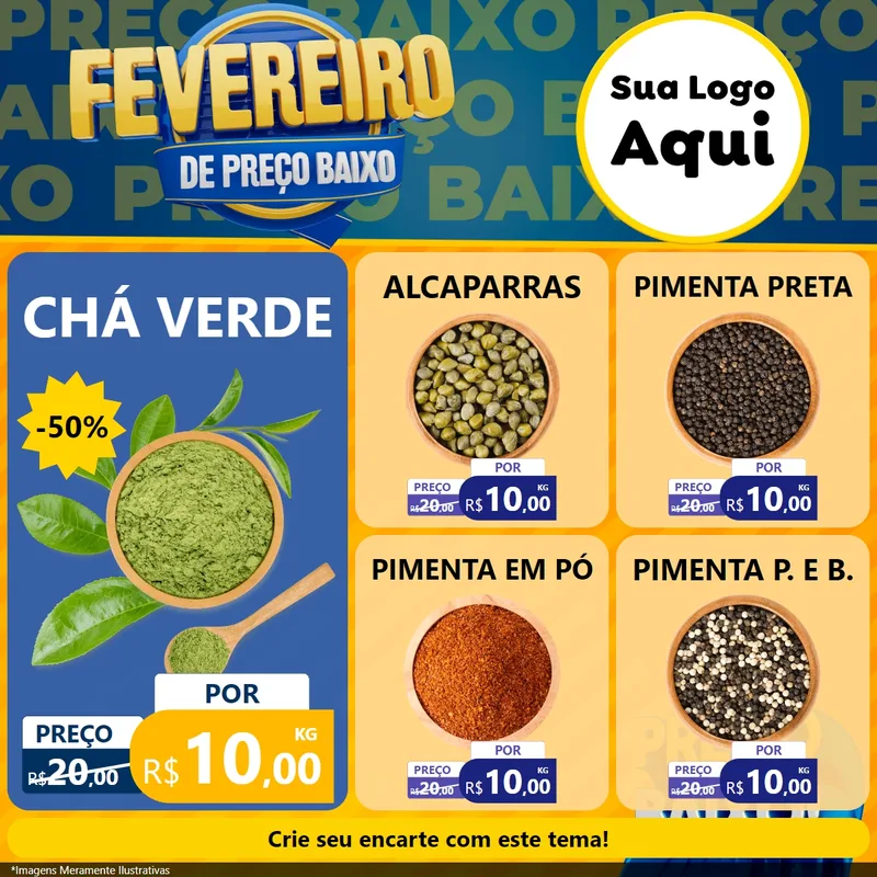 Modelo de Rede Social para Feed Facebook com o tema Fevereiro de Preço Baixo para Produtos Naturais